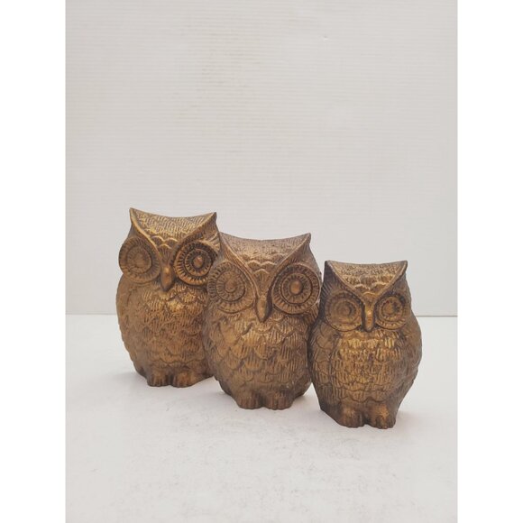 Owl figurine Vintage cast metal wall statuette Animal figurine Bronze Ow… - Picture 4 of 10
